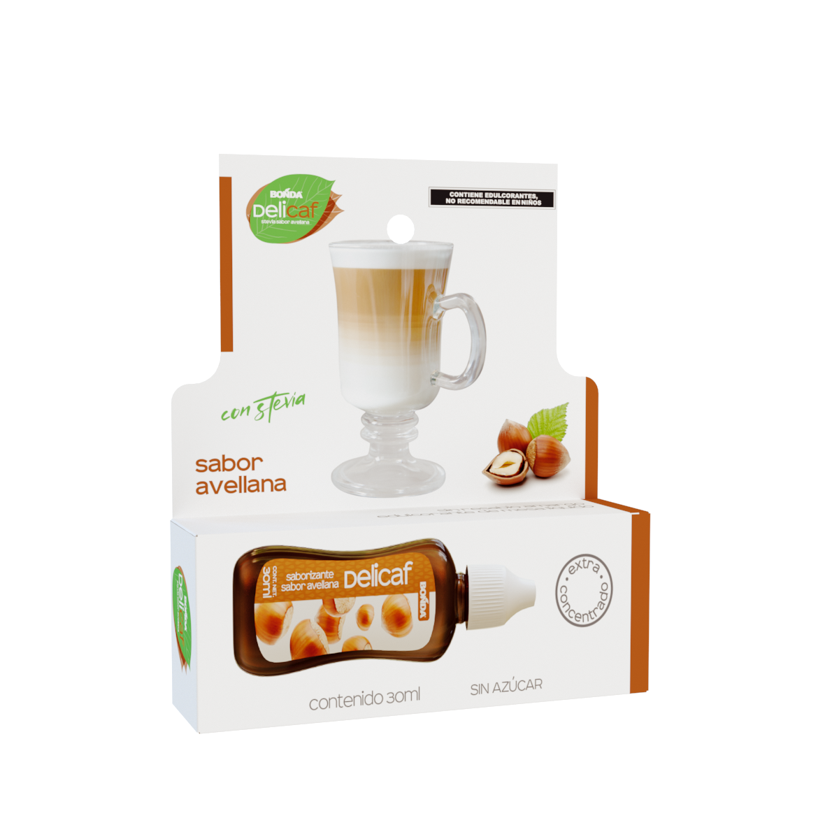 Delicaf Avellana 30ml | Saborizante Sin Azúcar para Café | Con Stevia